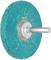 Okrągła, zielona tarcza szlifierska z metalowym uchwytem pośrodku. Odpowiednia do szlifowania różnych powierzchni.