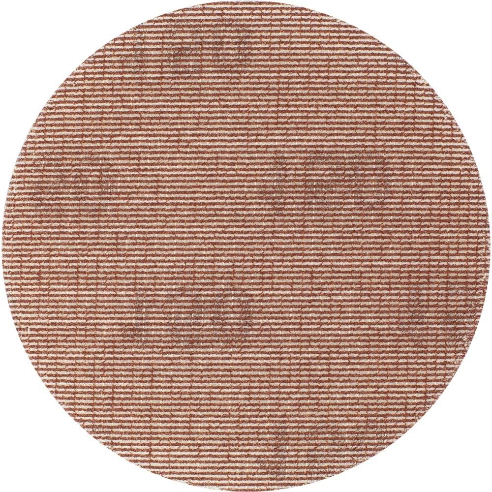 Okrągła powierzchnia z regularnym, poziomym wzorem paskowym w różnych odcieniach czerwieni.