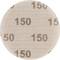 Okrągła tarcza szlifierska z numerem '150' wielokrotnie powtarzanym na powierzchni, reprezentuje wielkość ziarna, używana do szlifowania.