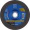 Tarcza szlifierska marki PFERD, odpowiednia do stali i stali nierdzewnej, o wymiarach 180 x 2,5 mm z niebieskim środkiem.