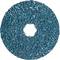 Tarcza szlifierska w kształcie owalu z szorstkiej, strukturyzowanej niebieskiej powierzchni, z centralnym otworem do montażu na narzędziach.