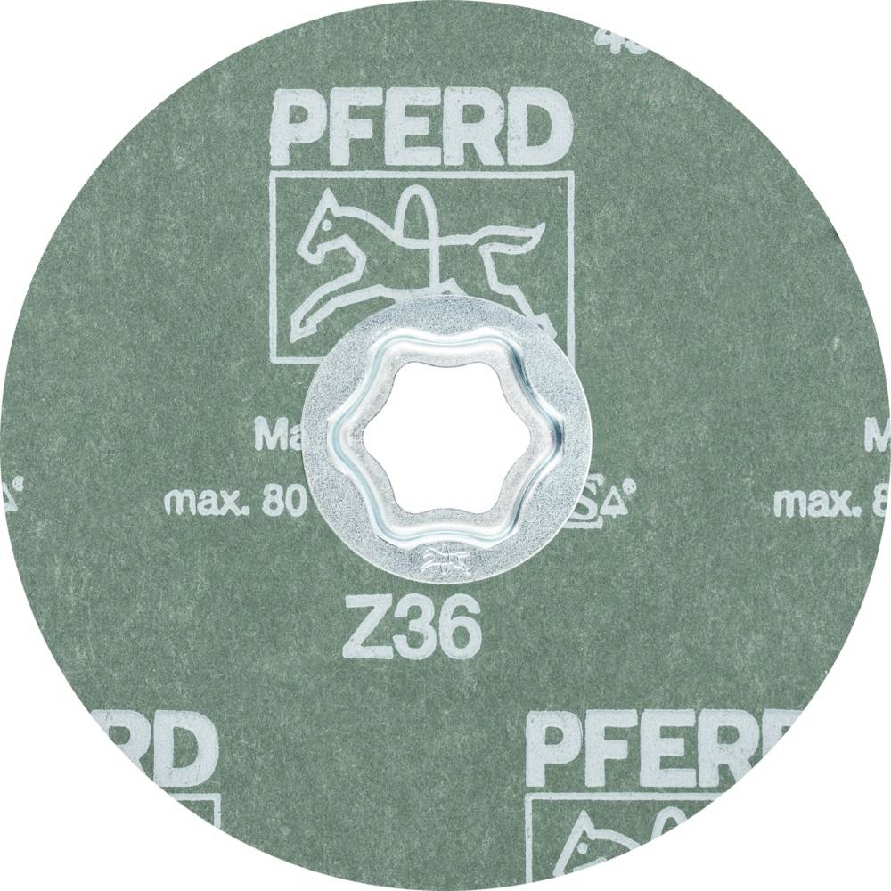 Tarcza szlifierska z logo i napisem 'PFERD', zielona, Z36. Odpowiednia do prac szlifierskich na metalach, maks. 80 m/s.