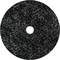 Czarna okrągła tarcza szlifierska o chropowatej powierzchni z centralnym otworem, powszechnie stosowana do usuwania materiału podczas prac metalowych.