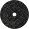 Okrągła, czarna tarcza szlifierska z małym otworem pośrodku, leżąca na jasnej powierzchni.