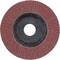Tarcza szlifierska z segmentami z czerwonego papieru ściernego, czarna część środkowa, centralne otwór; używana do szlifowania lub polerowania.