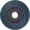 Okrągła tarcza szlifierska z równomiernie rozmieszczonymi lamelkami ściernymi, stosowana do obróbki metali.
