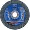 Tarcza szlifierska z niebieską etykietą, marka PFERD, model 'POLIFAN CURVE', odpowiednia do stali i stali nierdzewnej, średnica 150 mm.