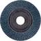 Tarcza szlifierska z licznymi zaokrąglonymi lamelkami ułożonymi w kształcie koła wokół centralnego otworu. Służy do usuwania materiału.