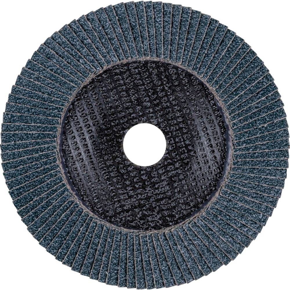 'Tarcza szlifierska z łopatkami ułożonymi promieniowo wokół centralnego otworu, odpowiednia do obróbki powierzchni i usuwania materiału.'