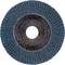Tarcza szlifierska z ciemnoniebieskimi lamelkami ułożonymi w kształcie koła wokół centralnego otworu. Stosowana do prac szlifierskich.