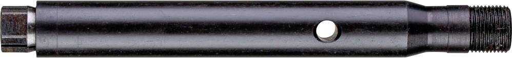 Podłużny czarny metalowy cylinder z otworem pośrodku, prawdopodobnie element jakiegoś mechanicznego narzędzia.