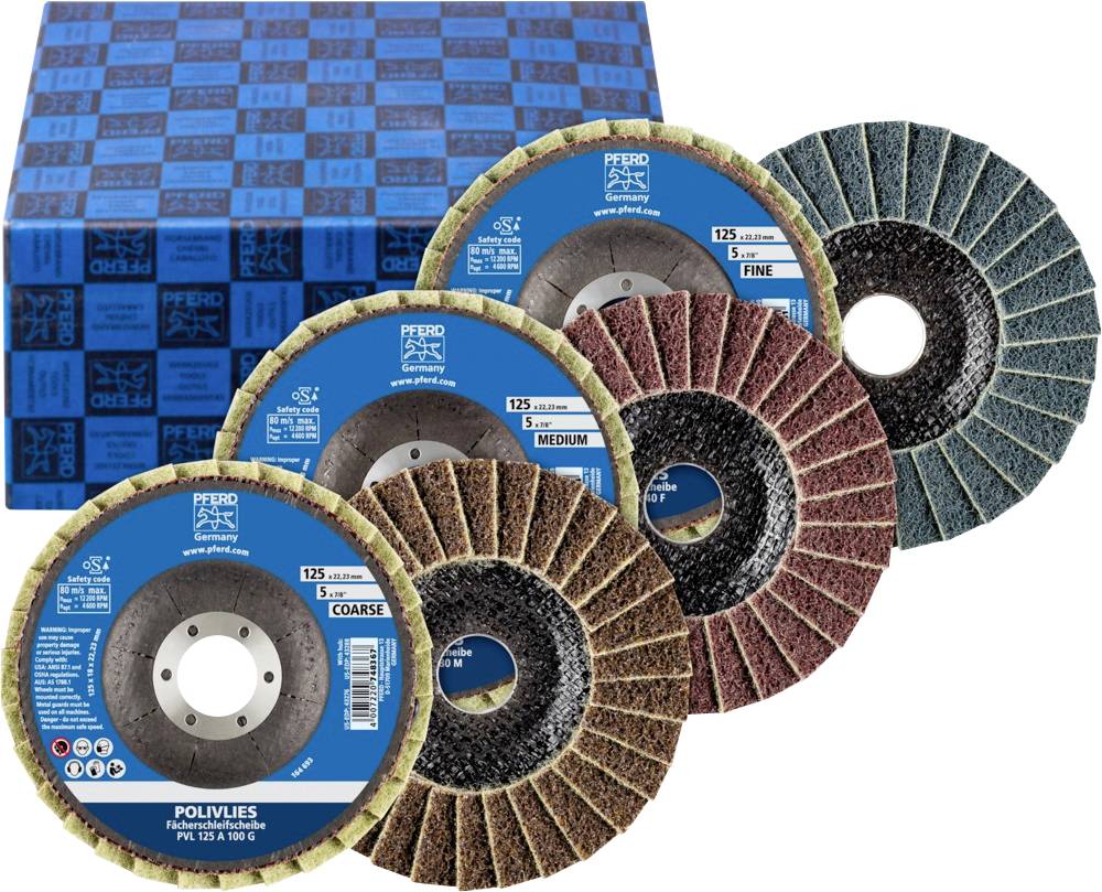 ІНСТРУМЕНТИ PFERD TOOLS 44698005 НАБІР PVL 125 A Пелюстковий шліфувальний круг Діаметр 125 мм Діаметр отвору 22,23 мм Алюміній, сп