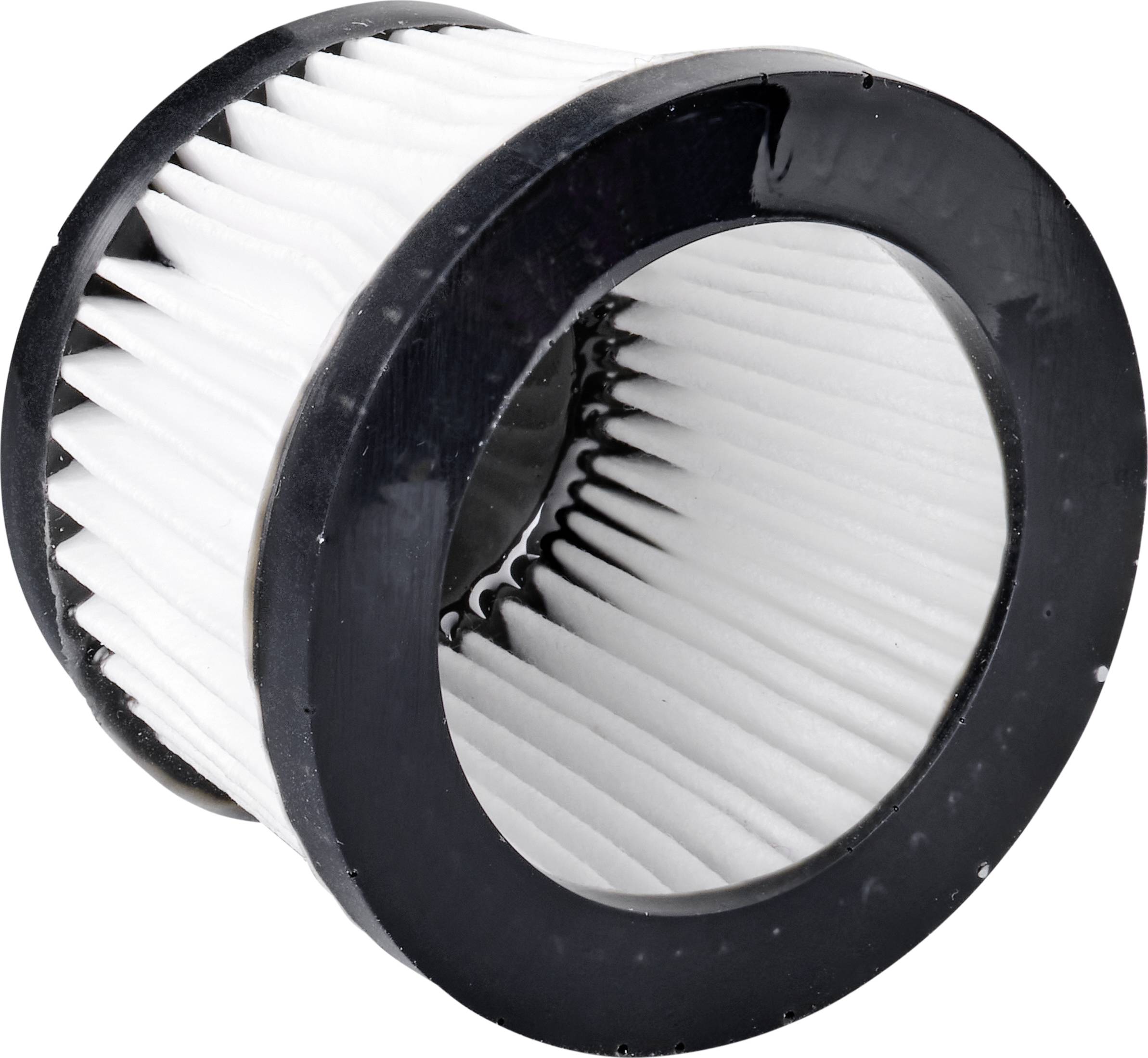 Okrągły, składany filtr powietrza z czarnymi gumowymi krawędziami; służy do oczyszczania i poprawy jakości powietrza w urządzeniach.