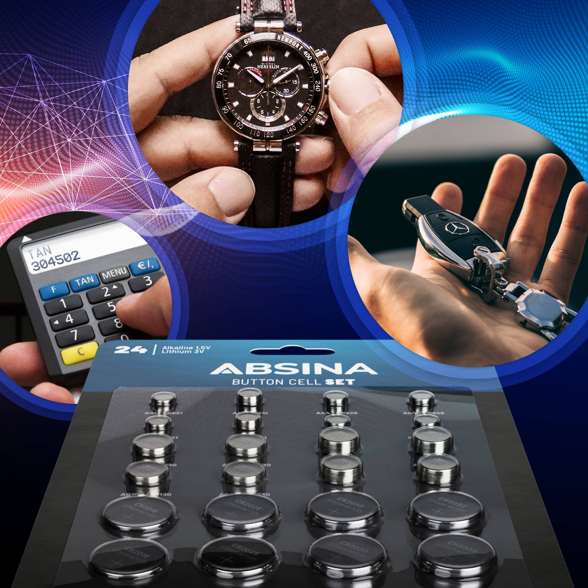 Комплект ґудзикових акумуляторів Absina, 1 шт.