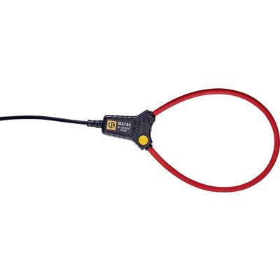 Czerwony elastyczny adapter do miernika cęgowego z czarną obudową i żółtym przyciskiem, używany do pomiaru prądów elektrycznych.