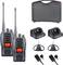 Dwa radiotelefony, dwa ładowarki, dwa słuchawki z mikrofonem i czarna walizka. Odpowiednie do komunikacji na świeżym powietrzu lub podczas imprez.