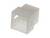 Biała wtyczka plastikowa, prostokątna z dwoma okrągłymi otworami; typowy element połączeniowy w elektronice.