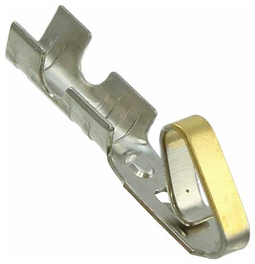 Metalowa klamra o profilu U-kształtnym i złotą prostokątną nasadką z jednej strony, używana do zabezpieczania lub przytrzymywania przedmiotów na miejscu.