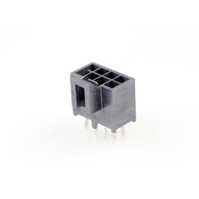 Czarny, prostokątny elektryczny złącze z wieloma metalowymi stykami, nadające się do podłączenia do płytki drukowanej.