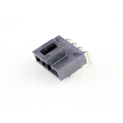 Czarny, prostokątny, czterbiegunowy złącz elektryczny na białym tle, przeznaczony do połączeń elektrycznych w urządzeniach elektronicznych.