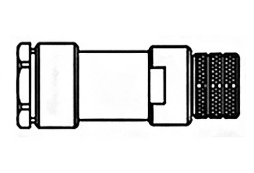 Rysunek techniczny cylindrycznego adaptera z prążkowanymi końcówkami, przedstawiony w prostej ilustracji liniowej.
