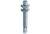 Cylindryczny metalowy sworzeń z dwiema nakrętkami sześciokątnymi, jedna na górze, a druga pośrodku, na białym tle.