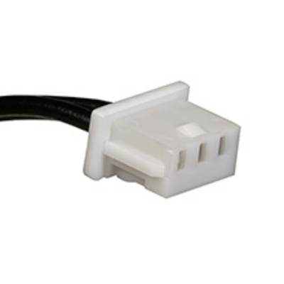 Biały, trójbiegunowy złącz z czarnym przewodem. Służy do elektrycznego połączenia urządzeń.
