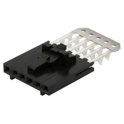 Czarny złącznik z tworzywa sztucznego z wieloma metalowymi stykami, odpowiedni do zastosowań elektronicznych lub połączeń kablowych.