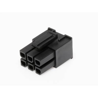 Czarny, sześciobiegunowy złącze do zastosowań elektronicznych, głównie do podłączania urządzeń do zasilaczy.