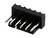 Czarny elektryczny złącze z pięcioma srebrnymi stykami. Służy do łączenia obwodów elektrycznych na płytkach drukowanych.