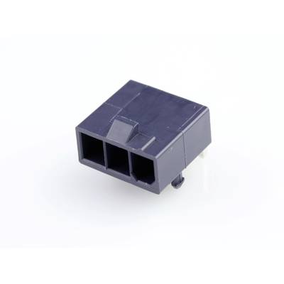 Czarny plastikowy złącz z trzema kwadratowymi gniazdami, stosowany do łączenia przewodów w urządzeniach elektronicznych.