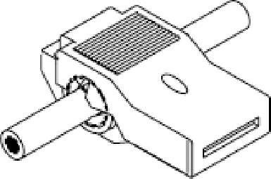 Rysunek przedstawia techniczną ilustrację złącza sieciowego RJ45 w kształcie prostokąta z podłączonym przewodem.