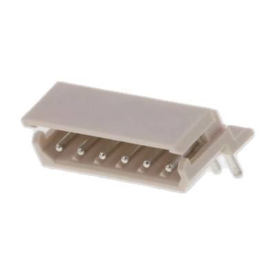 Biały, płaski elektryczny złącz z wieloma metalowymi stykami, przeznaczony do połączeń elektronicznych na płytkach drukowanych.