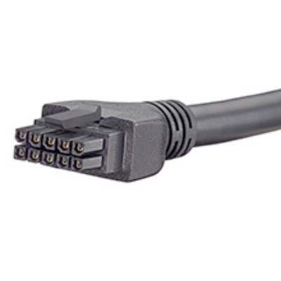Czarny wtyk 12-stykowy w prostokątnej obudowie z małymi stykami przyłączeniowymi. Stosowany przede wszystkim do połączeń elektronicznych.