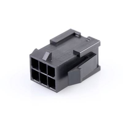Czarny, sześciobiegunowy elektryczny adapter obudowy wtyczki leży na białej powierzchni.