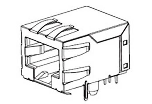 Rysunek prostokątnego złącza Ethernet z wewnętrznymi stykami, używanego do połączeń sieciowych.