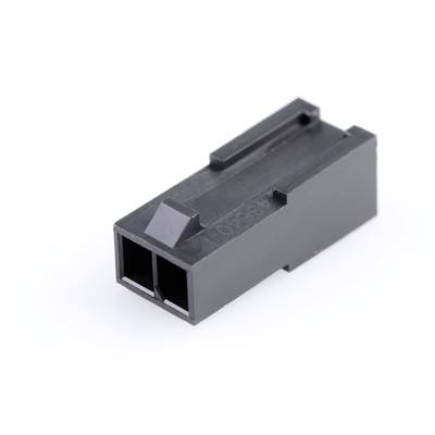 Czarny, dwubiegunowy adapter wtykowy z tworzywa sztucznego o prostokątnym kształcie z dwoma otworami.