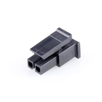 Czarny wtyk dwubiegunowy do połączeń elektronicznych na białym tle.