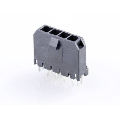Czarny, prostokątny wtyk elektroniczny z sześcioma metalowymi stykami od spodu, przeznaczony do połączeń na płytce drukowanej.