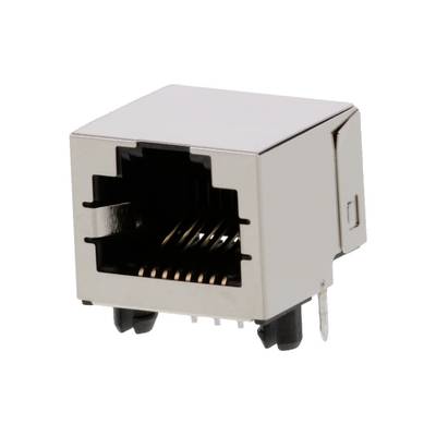 Pojedynczy srebrny port Ethernet z widocznymi miedzianymi stykami.