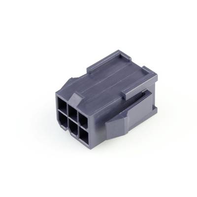 Szary wtyk plastikowy z sześcioma kwadratowymi stykami, typowy dla połączeń elektronicznych.