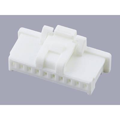 Biały wtyk plastikowy z wieloma pinami, używany do połączeń elektronicznych.