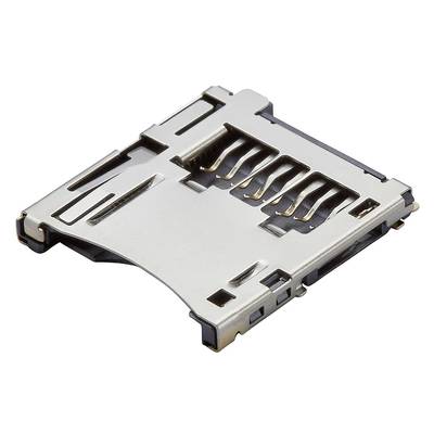 Gniazdo karty SD do urządzeń elektronicznych, prezentujące styki i mechanizm wsuwania karty pamięci.