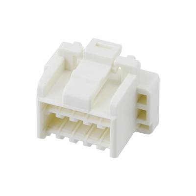 Biały wtyk plastikowy z wieloma prostokątnymi złączami, odpowiedni do połączeń kablowych w urządzeniach elektronicznych.