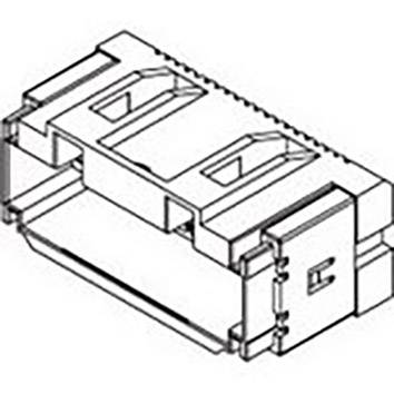 Techniczny rysunek złącza w kształcie prostokąta z wieloma punktami styku oraz możliwością zamknięcia po obu stronach.