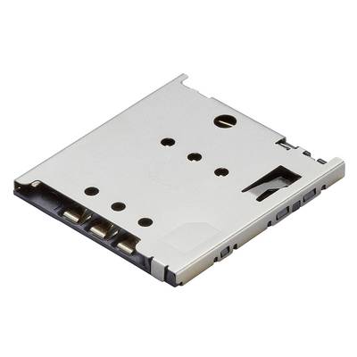Pojedynczy czytnik kart Micro SD na białym tle. Czytnik ma małoną, srebrną, metalową obudowę.