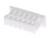 Biały, prostokątny złącz z tworzywa sztucznego z wieloma wewnętrznymi wycięciami, prawdopodobnie przeznaczony do podłączeń elektronicznych.
