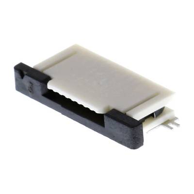 Płaski elektryczny element złączny, w kolorze czarnym i białym, przeznaczony do montażu na płytkach drukowanych.