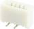 Prostokątna, biała wtyczka z tworzywa sztucznego z trzema stykami metalowymi od spodu. Odpowiednia do połączeń elektronicznych.
