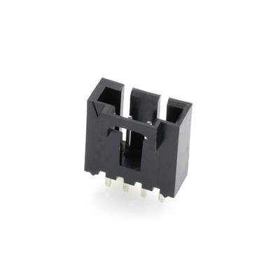 Czarny, prostokątny wtyk plastikowy z pięcioma metalowymi stykami, typowo stosowany w urządzeniach elektronicznych do łączenia płytek drukowanych.